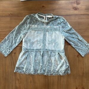 Blue lace blouse